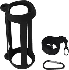 Funda de silicona para altavoz JBL Flip6 Bluetooth portátil con funda de choque para viajes, funda protectora de audio portátil con correa para el hombro (negro)