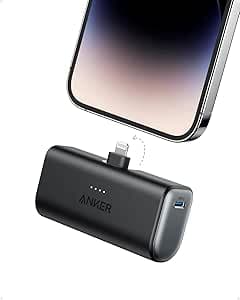 Anker Nano Power Bank 5000 mAh con Conector Lightning Plegable, Cargador Portátil de 12W con Certificación MFi, Compatible con iPhone 14/13/12/Pro/Pro MAX