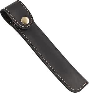 Funda de Cuero para Bolígrafo Individual Negro Estilo Vintage, Estuche Porta Bolígrafos de Piel Genuina para Oficina, Universidad y Uso Diario, Protección Resistente y Artesanal