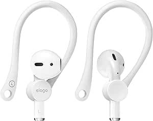 elago Ganchos para los oídos Compatibles con AirPods 3, Compatibles con AirPods Pro, Compatibles con AirPods 2, 1, Actividades al Aire Libre, Comodidad Duradera (Blanco)