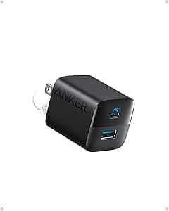 Anker USB C Charger 33W, 323 Charger, 2 Port Compact Charger with Foldable Plug for iPhone 15/15 Plus/15 Pro/15 Pro Max/14/13, Pixel, Galaxy, iPad/iPad Mini and More (Cable Not Included) - Black