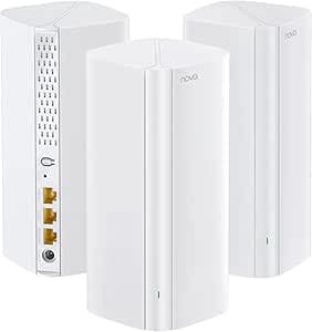 Tenda WiFi 6 Mesh Sistema AX3000 Nova Mesh WiFi Router EX12, hasta 2402Mbps, Doble Banda Gigabit para, 160+ Dispositivos, Cobertura de hasta 650 ㎡, Compatible con backhaul Ethernet, 3 Pack