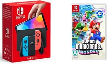 Consola Nintendo Switch - OLED 64Gb Neon (Versión Internacional) + juego fisico de Super Mario Bros Wonder