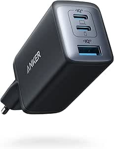 Anker - Cargador USB C (Nano II 65W) - Cargador rápido PPS de 3 puertos, fuente de alimentación compacta USB-C para MacBook Pro, iPad Pro, Steam Deck, Galaxy S20, Dell XPS 13, Note 20/10+, iPhone 15