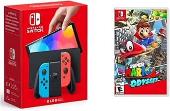 Consola Nintendo Switch OLED Neon - Standard Edition (Versión Internacional) + juego físico Super Mario Odyssey