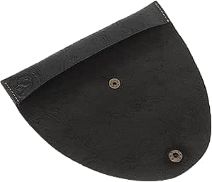 Funda para Bolígrafos de Cuero Genuino con Botón a Presión, Estuche Enrollable Vintage Tamaño Mediano, Contenedor Portátil Negro para Accesorios de Escritorio y Oficina