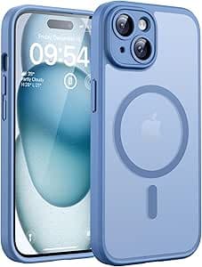 TOCOL Funda para iPhone 15, Case Protección Cámara, Compatible con Magsafe, Protección contra Caídas, Carcasa Magnético Translúcida Mate Trasera 6.1" (Azul Claro)