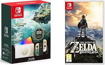 Consola Nintendo Switch OLED - The Legend of Zelda Tears of kingdom Standard Edition ((Versión Internacional)) + juego físico de The Legend of Zelda: Breath of the Wild - Standard Edition