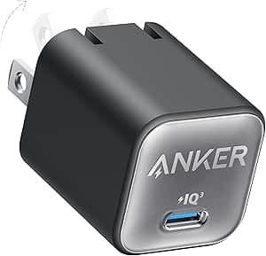 Anker Nano Cargador USB C, 30W PIQ 3.0 Cargador de Carga Rápida Plegable para iPhone 16/15 Series, Galaxy, iPad, Compatible con MagSafe