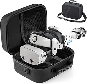 Large Carrying Case for Meta Quest 3/Quest 3S, Hard Travel Case for BOBOVR S3 Pro/Kiwi Design Battery Head Strap and Other Accessories, Storage Case and Soft Lining for Quest 3S