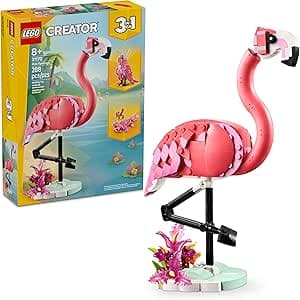 LEGO Creator 3en1 Fauna Salvaje: Flamingo Rosa Juego de Juguetes, transformable en cacatúa o ajolote, decoración, Set de construcción, Regalo para niñas y niños Desde 8 años 31170