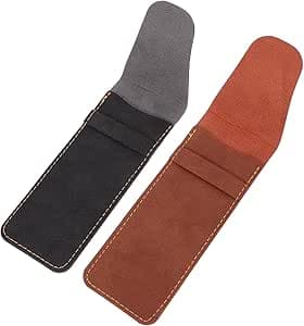 ABOOFAN Funda de Cuero Pu para Bolígrafos Vintage, Estuche Doble para Pluma Estilográfica, Protector para Dos Bolígrafos en Negro y Marrón, Bolsa Decorativa para Oficina y Universidad