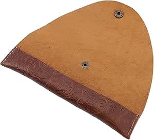 minkissy Portalápices de Cuero Artesanal con Botón a Presión, Funda Vintage Bolígrafo, Diseño con Café, Protector Elástico para Bolígrafos, Estuche Compacto para Oficina y Viaje