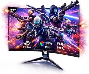 Monitor Curvo 27" Full HD 1920x1080 IPS 180Hz | Gaming Alto Rendimiento con HDMI | Pantalla de PC